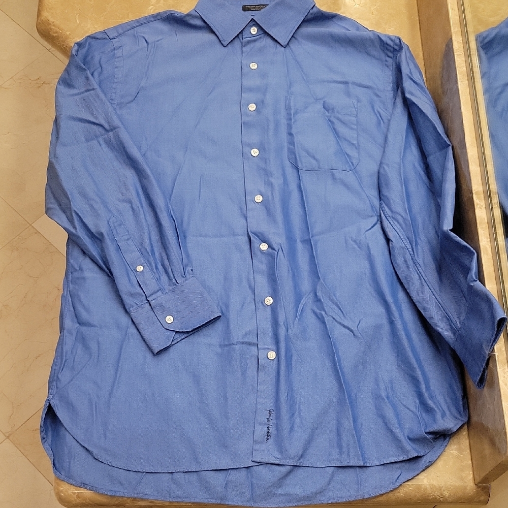 John W. Nordstrom Classic Indigo Button-Down 100% Egyptian Cotton Shirt, 17/35 - Picture 2 of 13